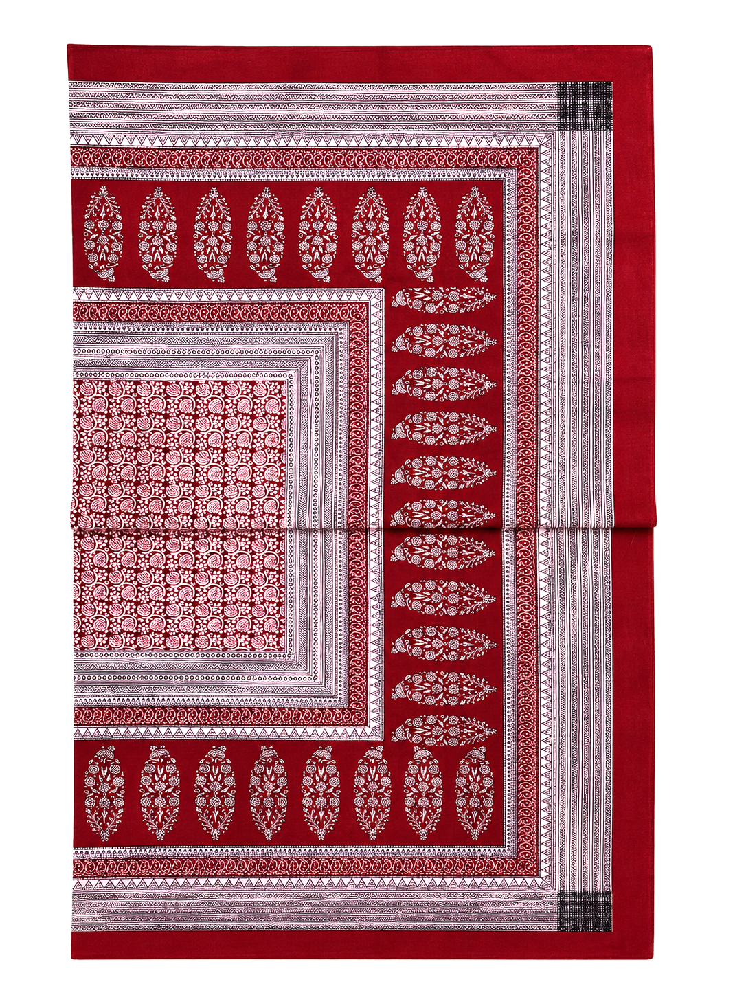 Red Bagh Hand Block Print Bed Sheet