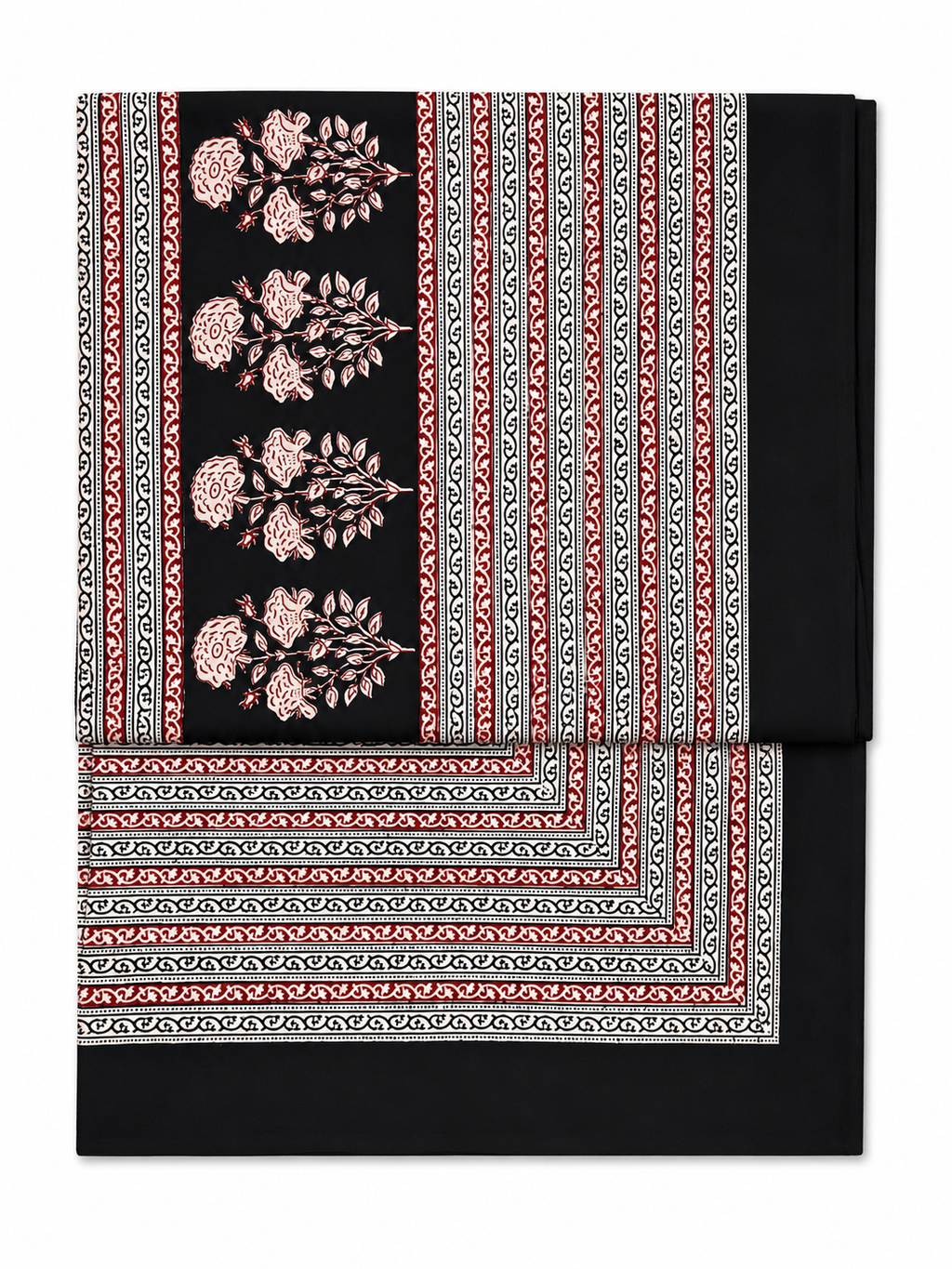 Black & White Bagh Hand Block Print Bed Sheet