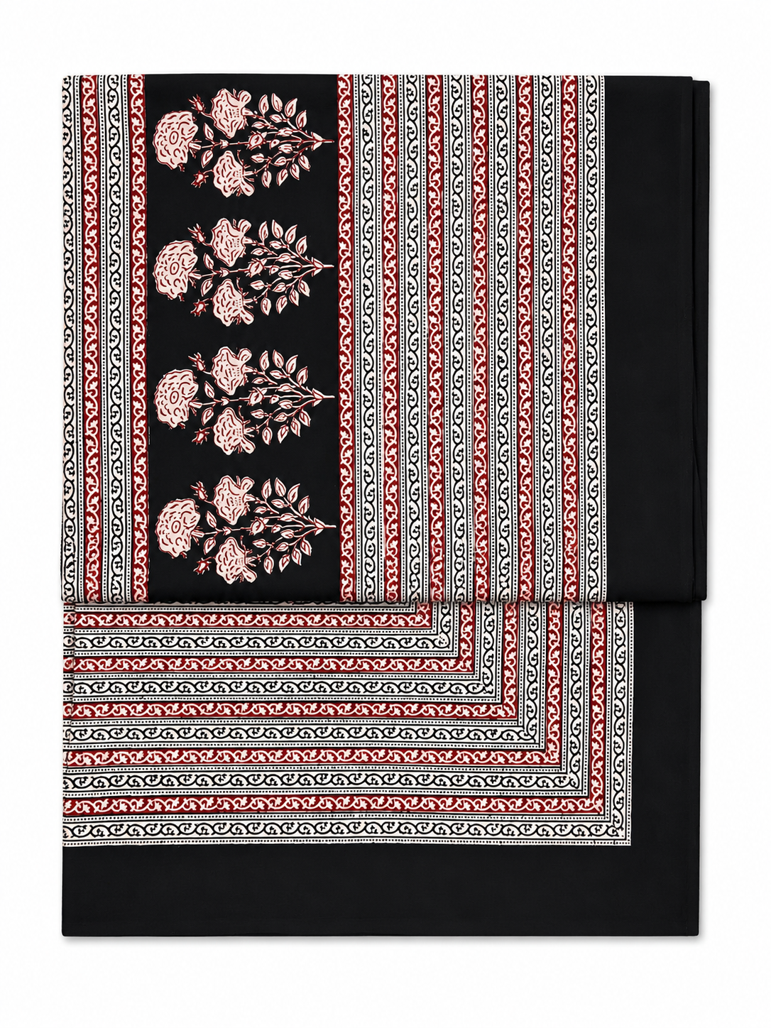 Black & White Bagh Hand Block Print Bed Sheet