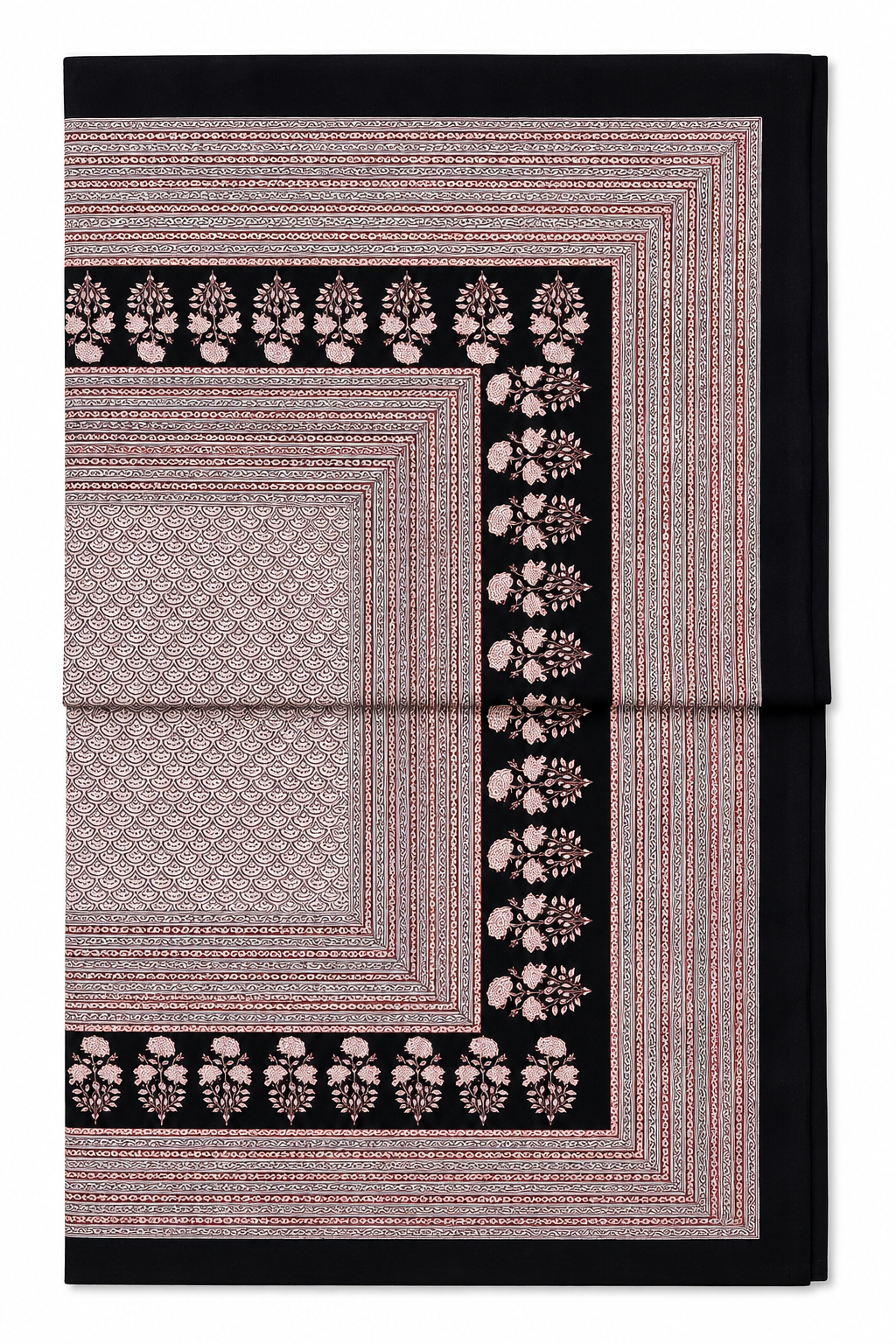 Black & White Bagh Hand Block Print Bed Sheet