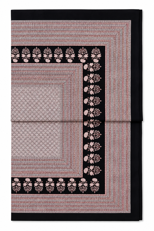 Black & White Bagh Hand Block Print Bed Sheet