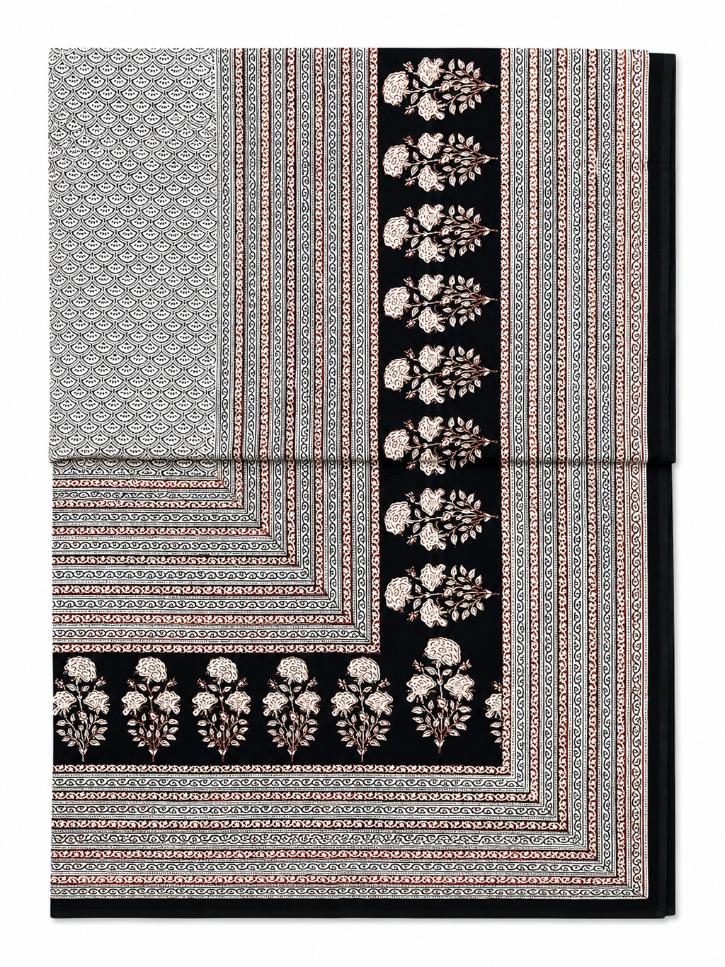 Black & White Bagh Hand Block Print Bed Sheet