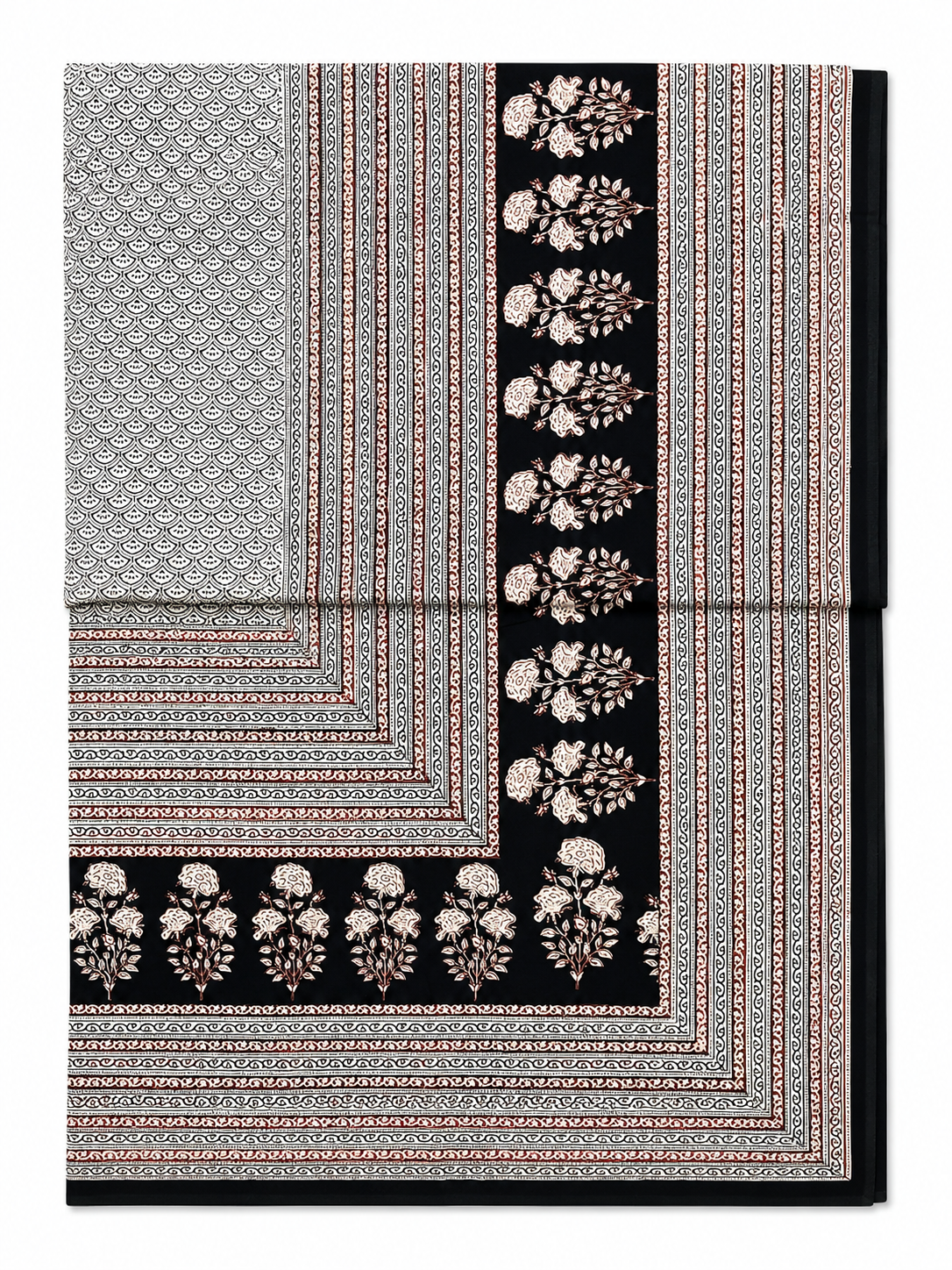 Black & White Bagh Hand Block Print Bed Sheet