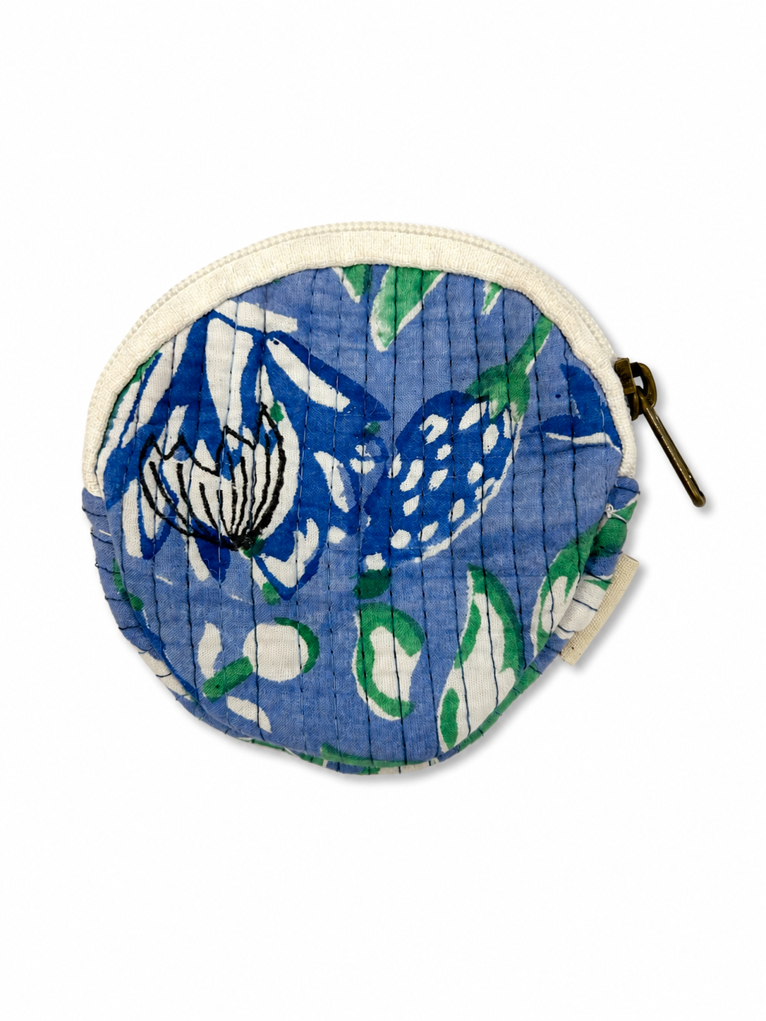 Blue Floral Hand Block Print Coin Purse