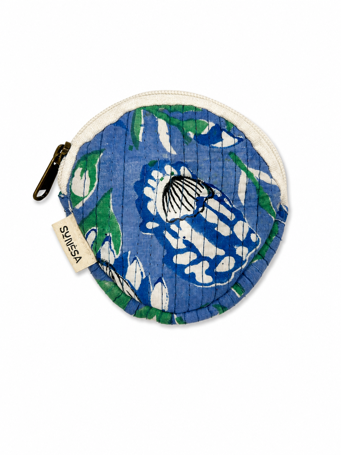 Blue Floral Hand Block Print Coin Purse