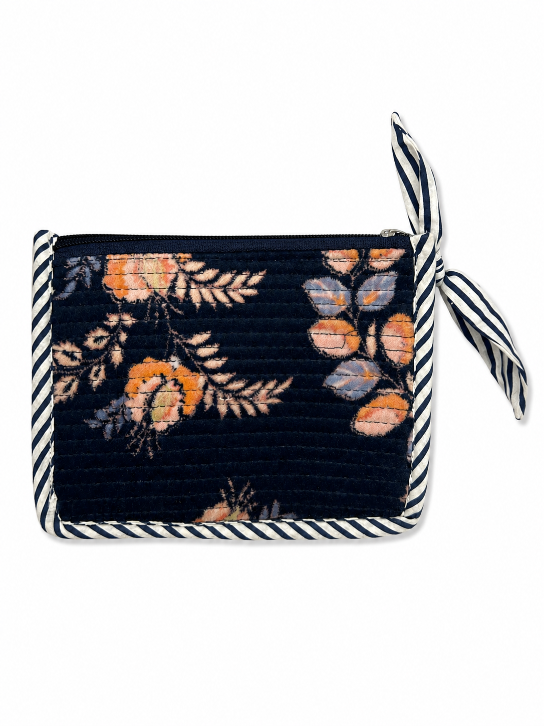 Blue Felt Hand Block Print Pouch