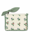 White Floral Hand Block Print Pouch - Sunesa