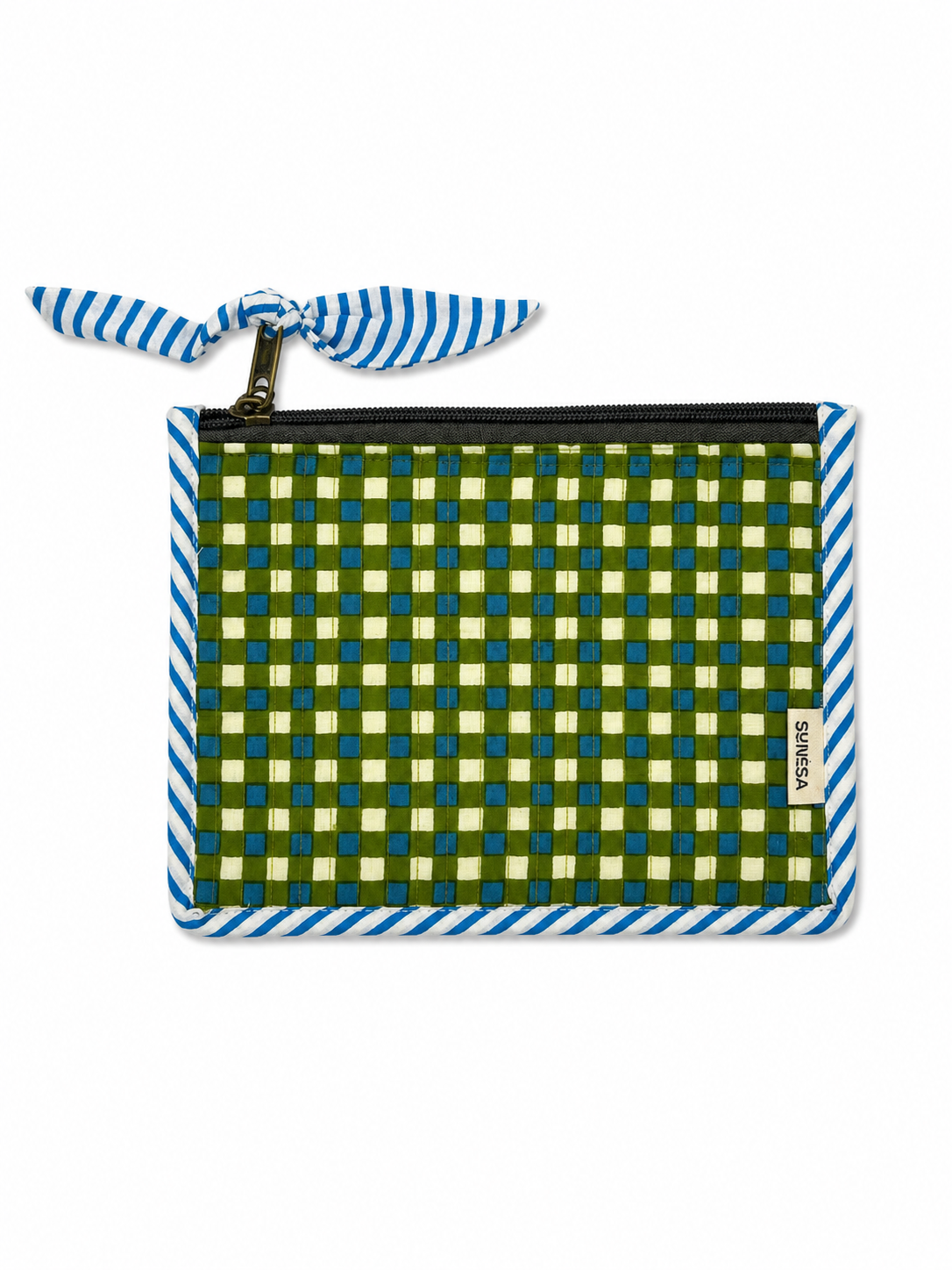 Green Gingham Checks Pouch