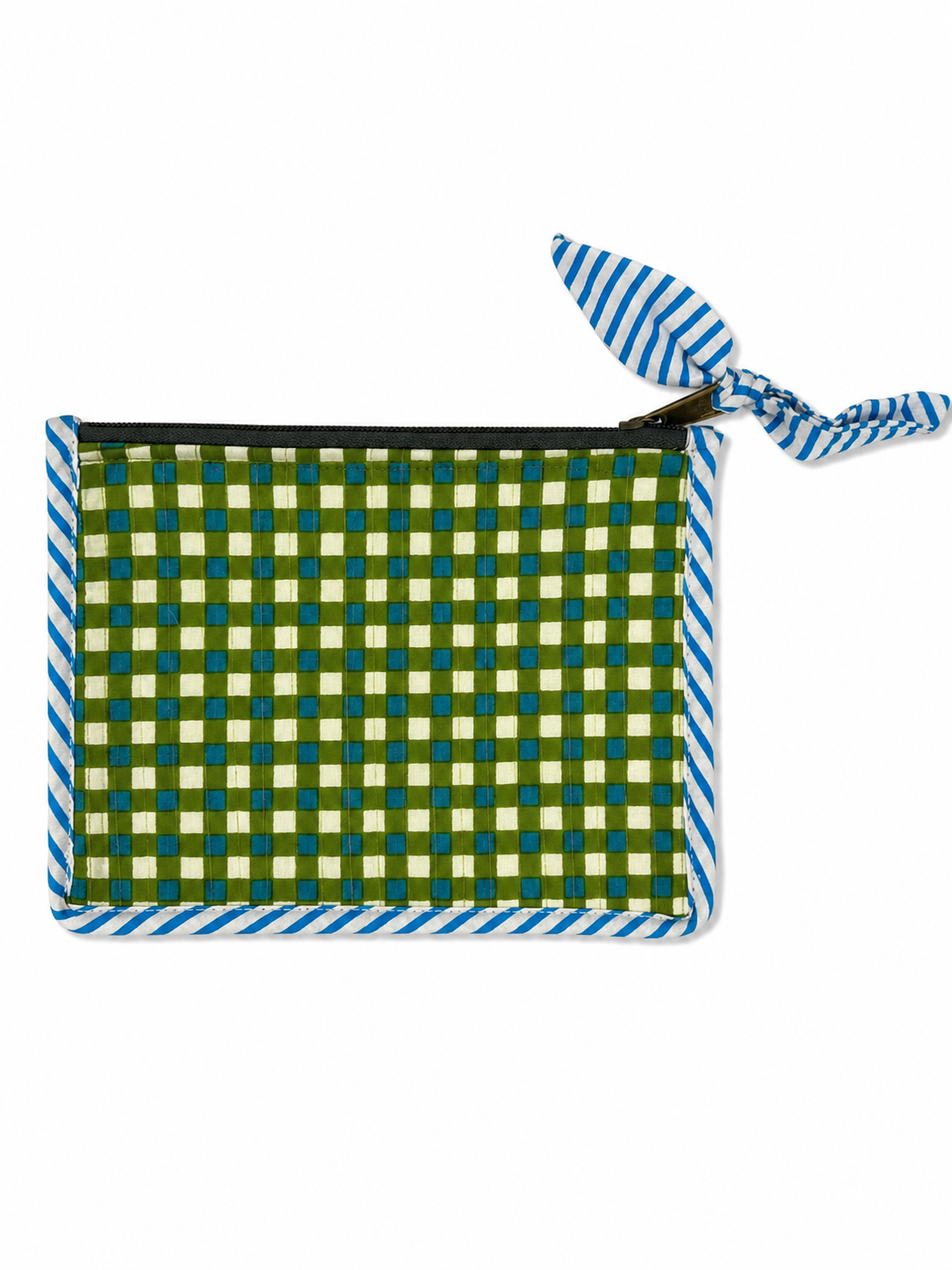Green Gingham Checks Pouch