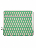 Green & Pink Coral Hand Block Print Laptop Sleeve - Sunesa