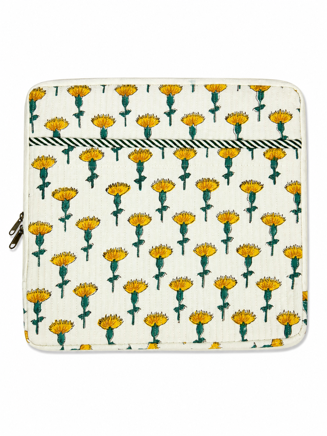 Yellow Blossom Hand Block Print Laptop Sleeve