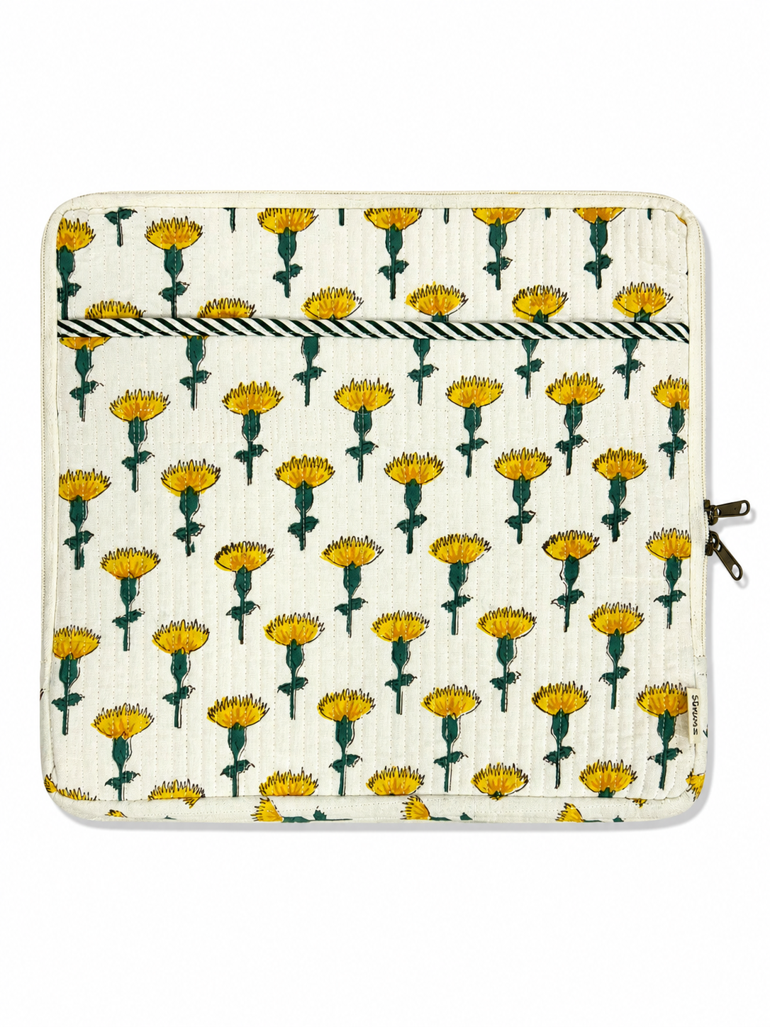 Yellow Blossom Hand Block Print Laptop Sleeve