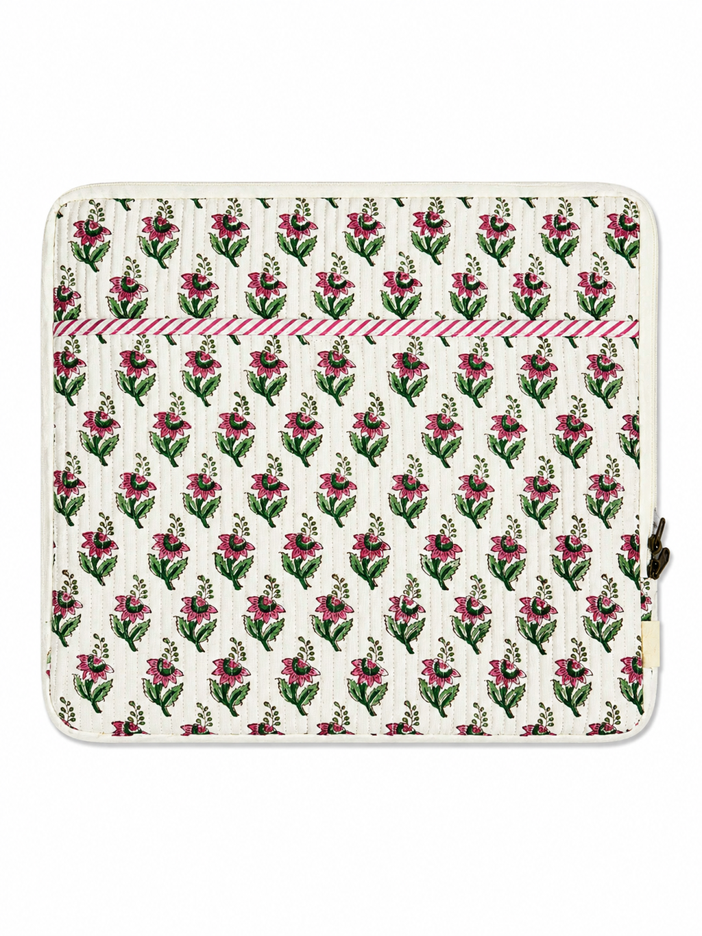 Pink Floral Hand Block Print Laptop Sleeve - Sunesa