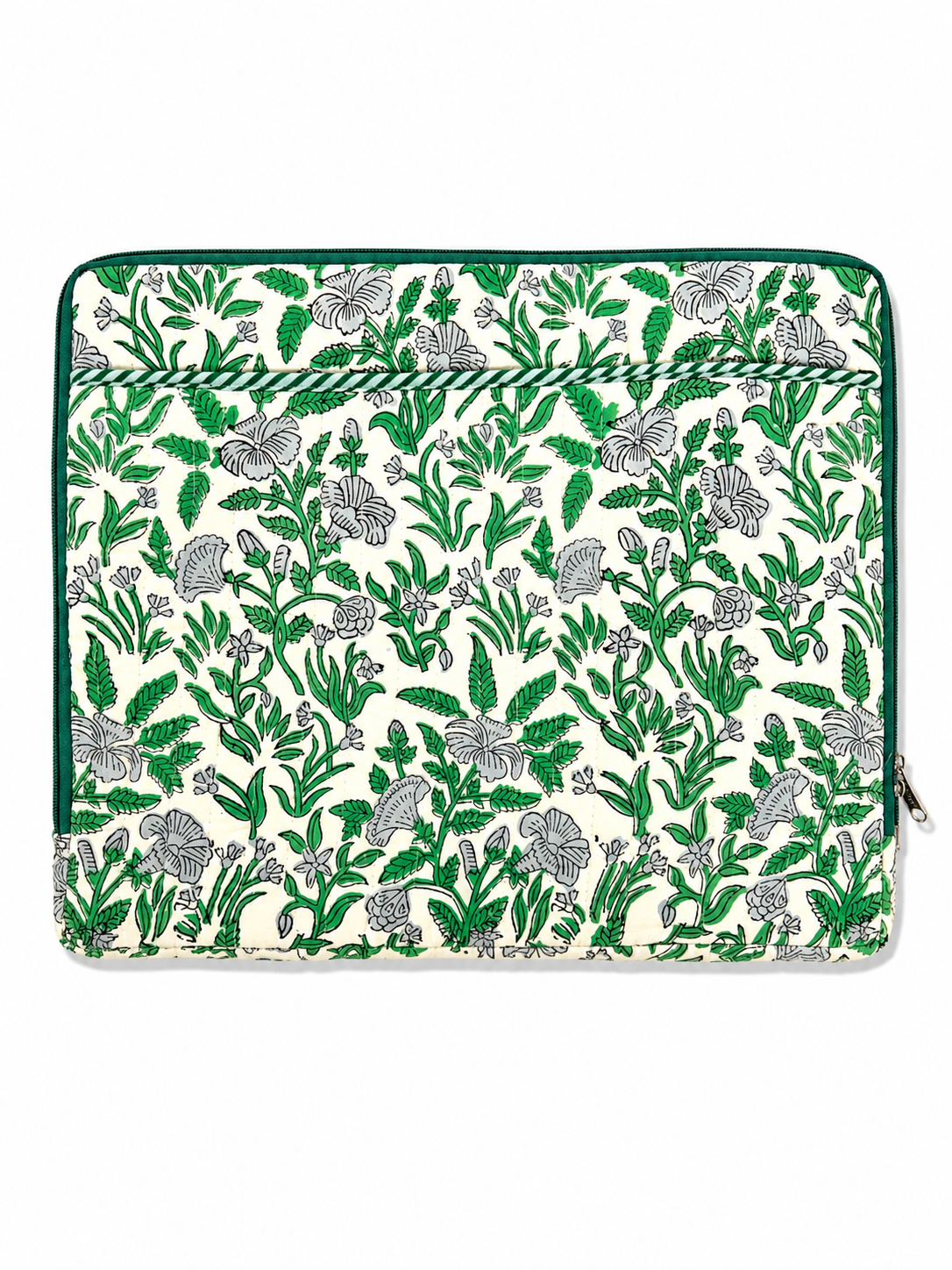 Green Vine Hand Block Print Laptop Sleeve