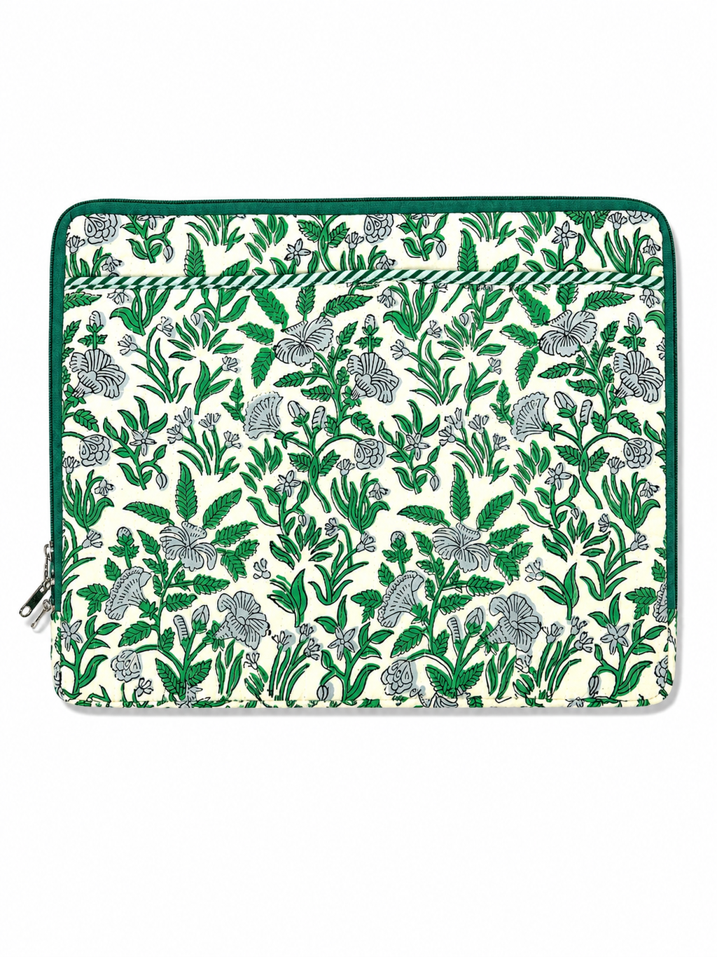 Green Vine Hand Block Print Laptop Sleeve - Sunesa