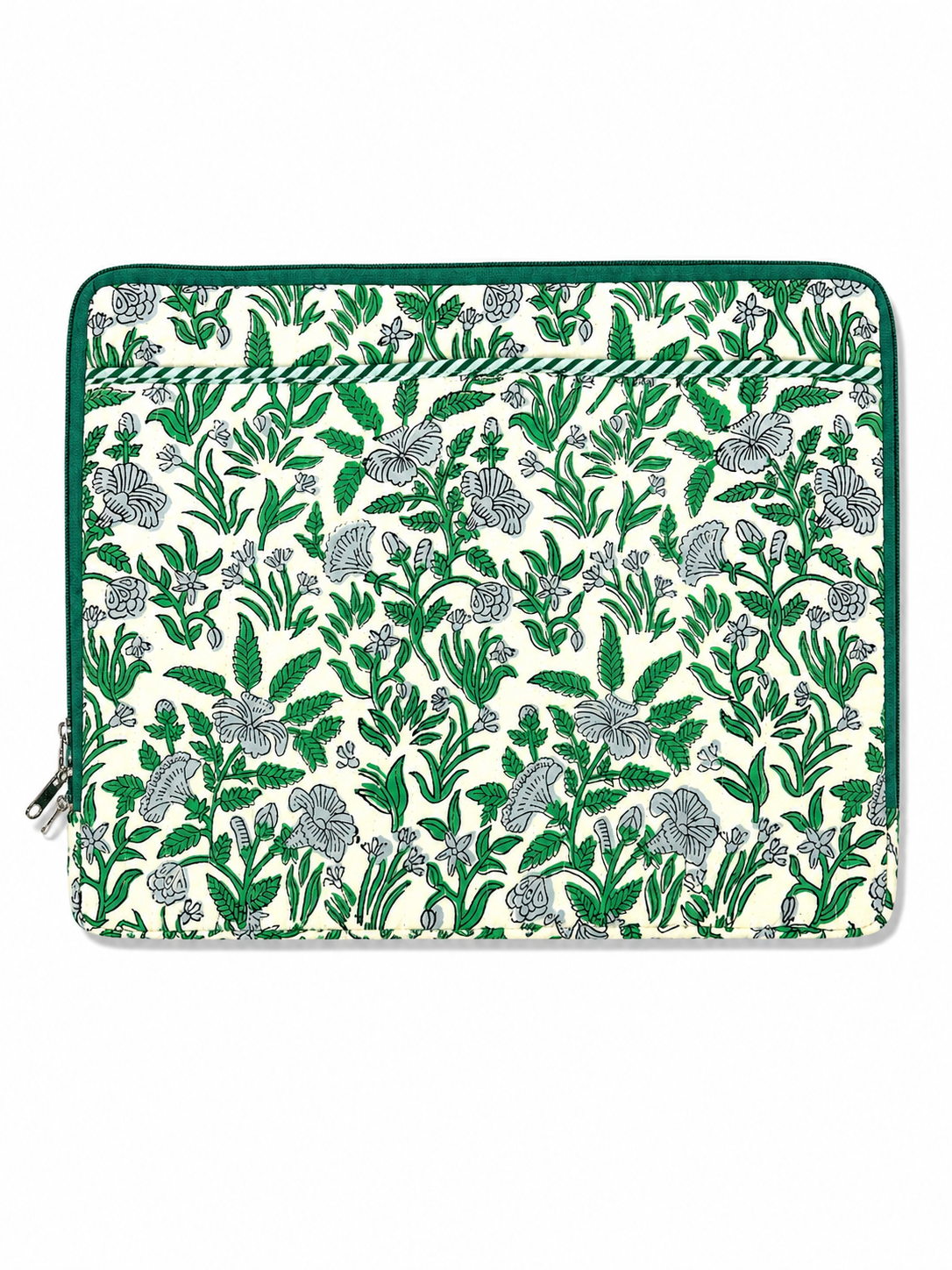 Green Vine Hand Block Print Laptop Sleeve
