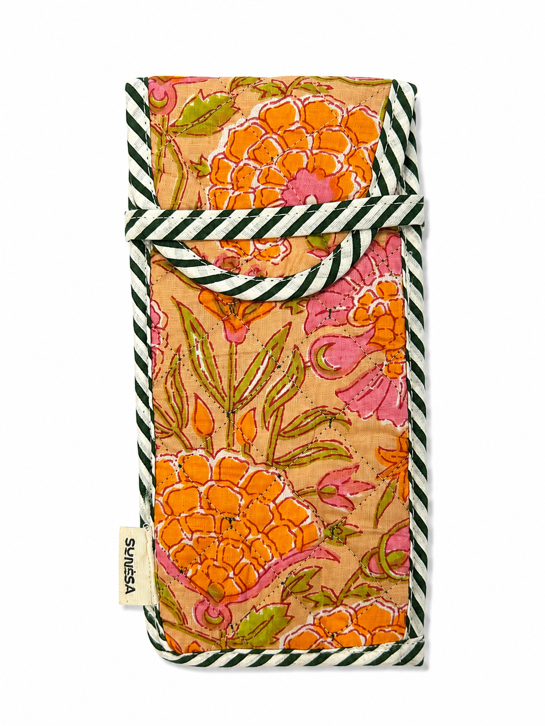 Orange Blossom Hand Block Print Glasses Case