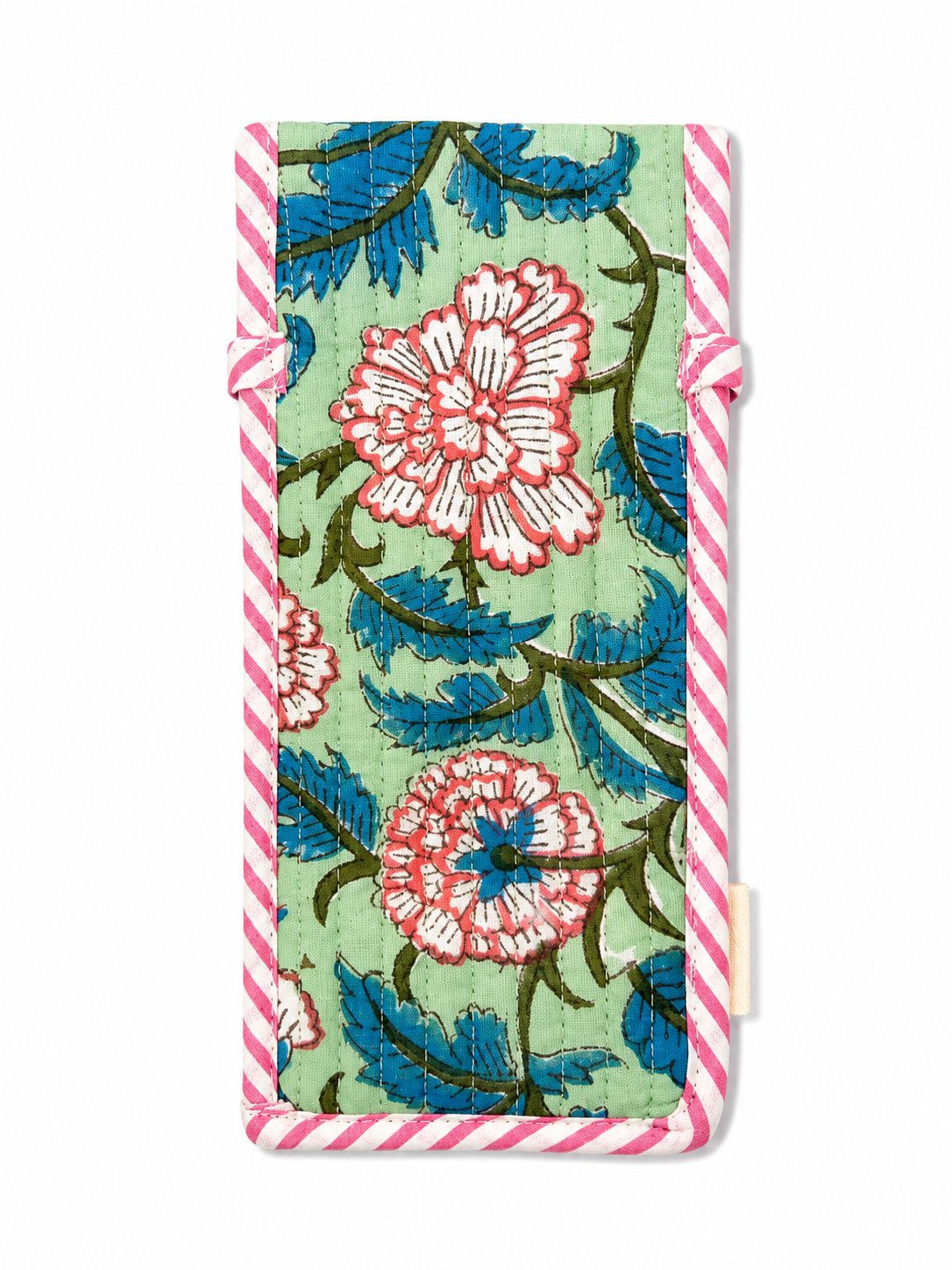 Green Mint Hand Block Print Glasses Case