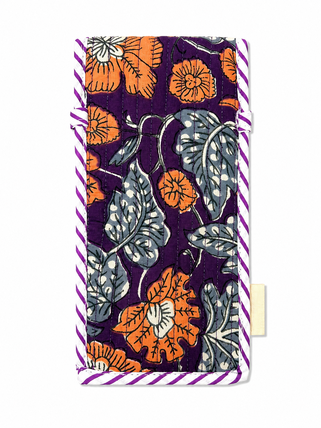 Purple Floral Hand Block Print Glasses Case