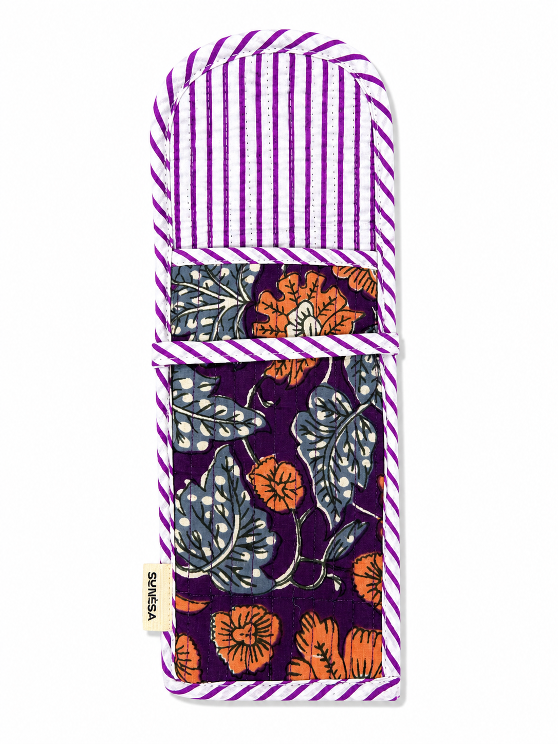 Purple Floral Hand Block Print Glasses Case