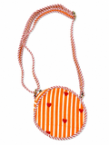 Orange Hearts Hand Block Print Round Sling Bag - Sunesa