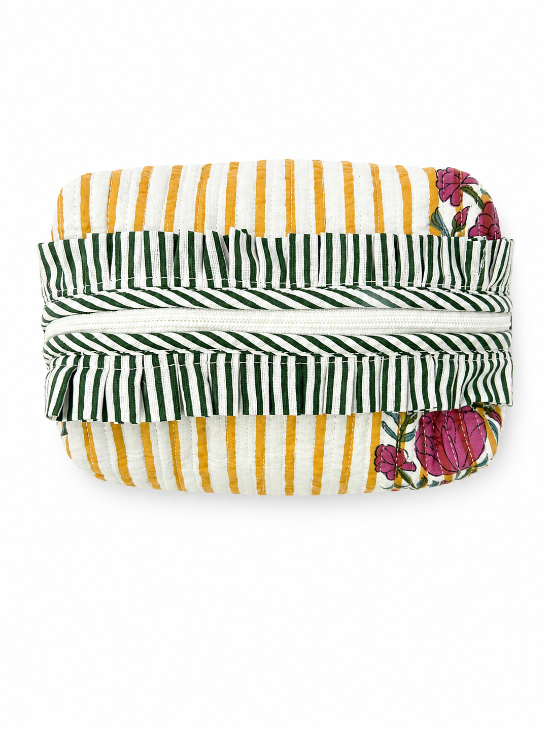 Rose Stripes Hand Block Print Toiletry Pouch