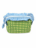 Green Gingham Check Frills Toiletry Pouch - Sunesa