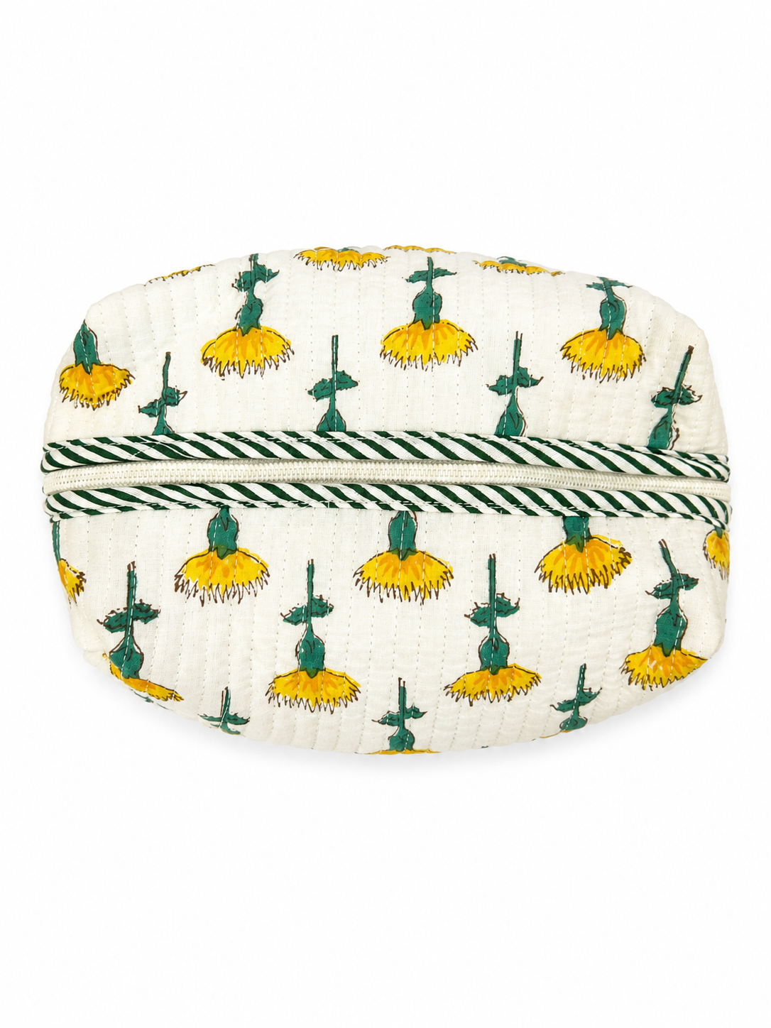 Yellow Blossom Hand Block Print Toiletry Pouch