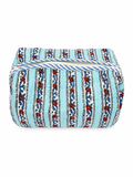 Blue and Red Stripes Hand Block Print Toiletry Pouch
