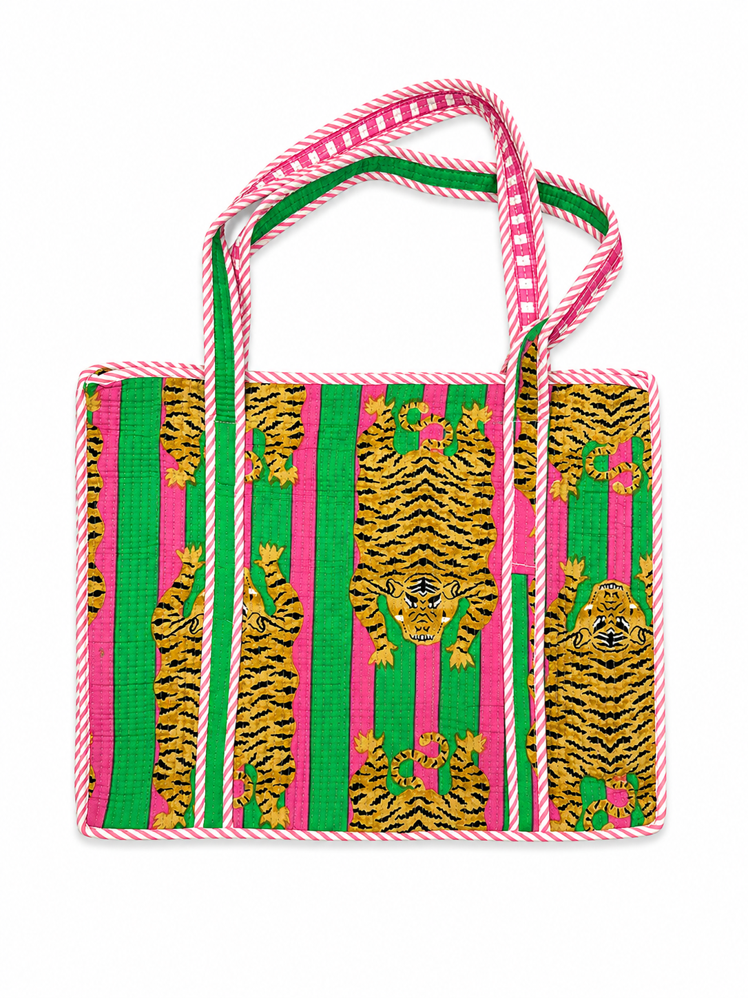 Neon Tiger Hand Block Print Large Tote