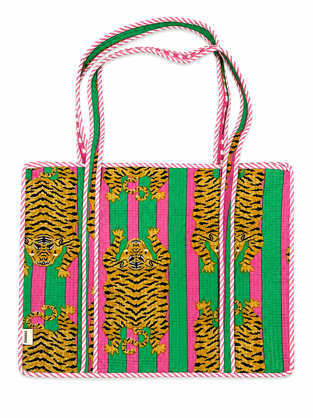 Neon Tiger Hand Block Print Large Tote