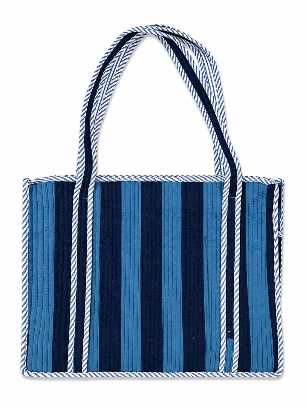 Blue & Indigo Stripes Hand Block Print Large Tote