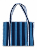 Blue & Indigo Stripes Hand Block Print Large Tote
