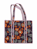 Blue & Orange Hand Block Print Small Tote