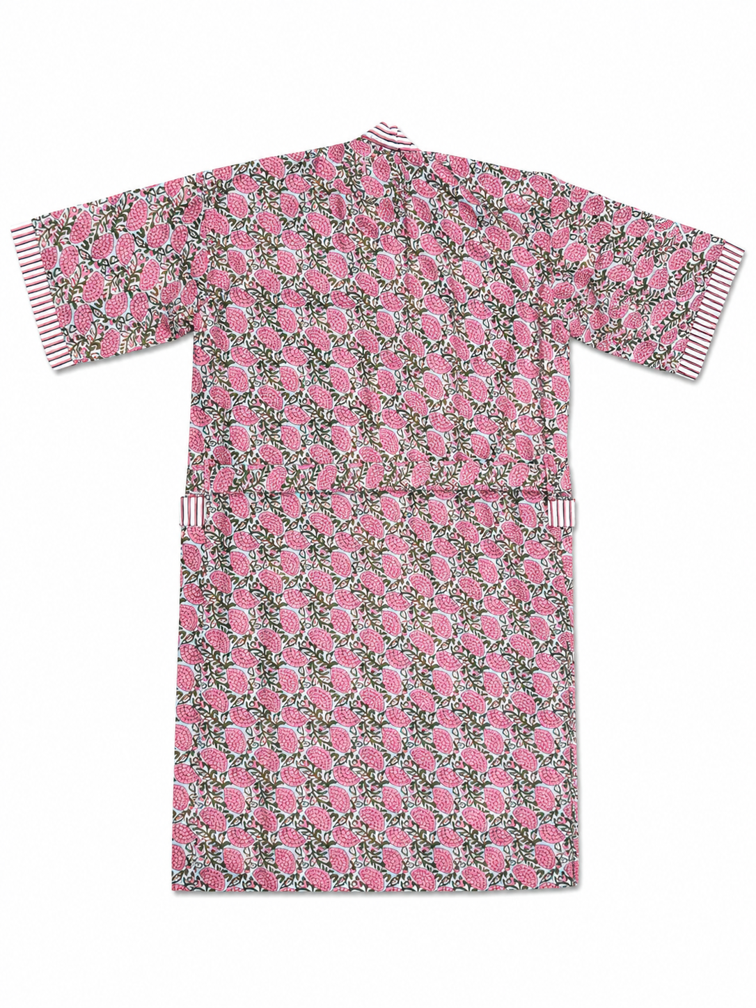 Pink Flowers Mulmul Hand Block Print Bathrobe