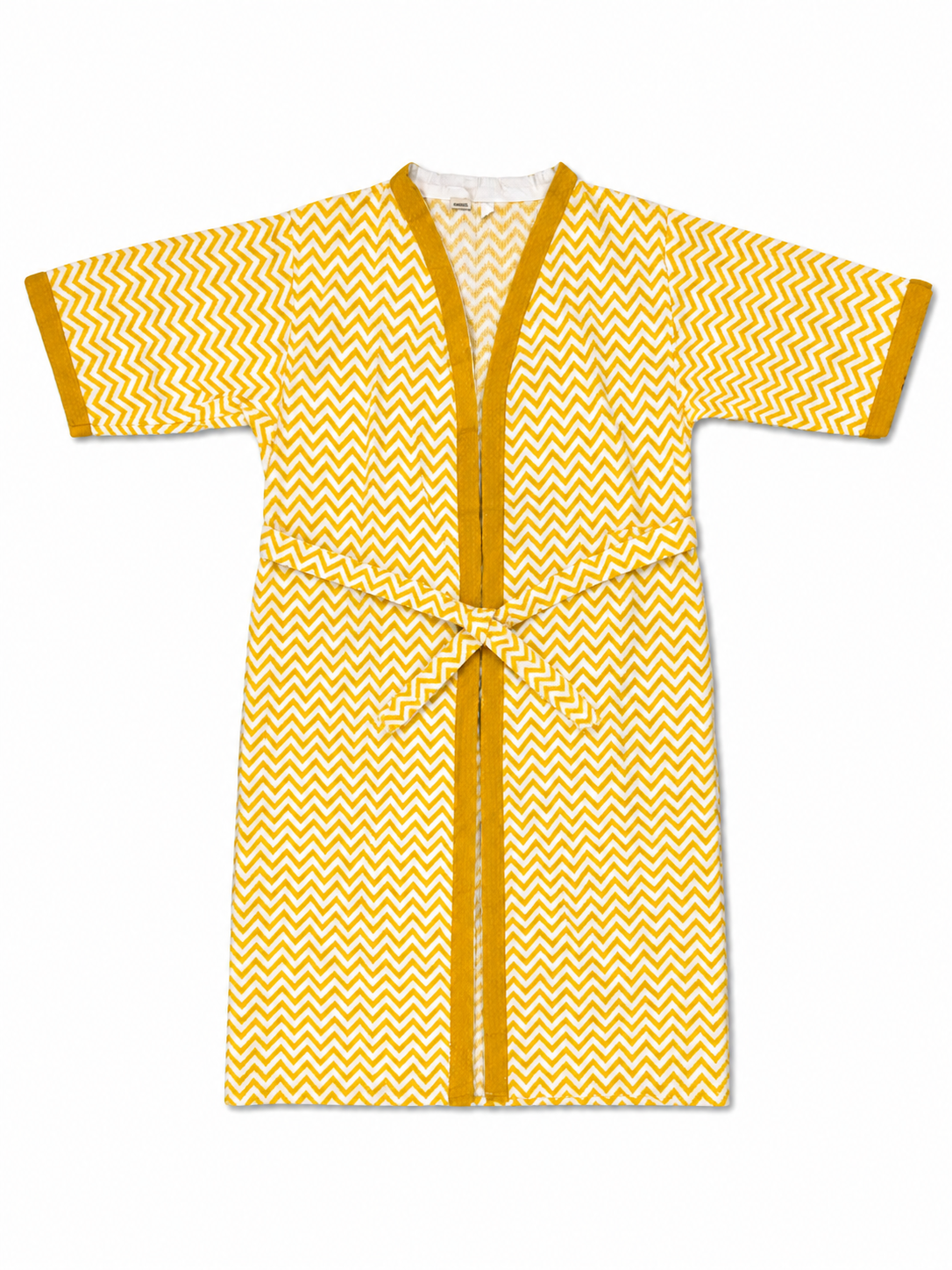 Yellow and White Chevron Bathrobe