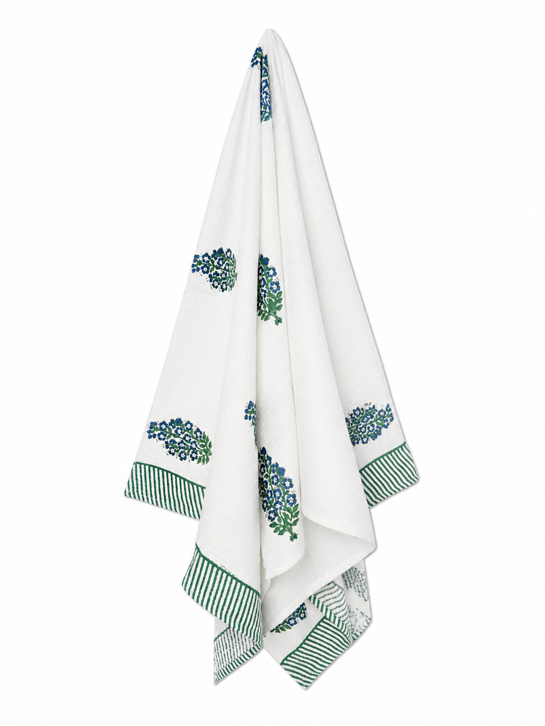 Blue & Green Nilgiri Hand Block Print Towel