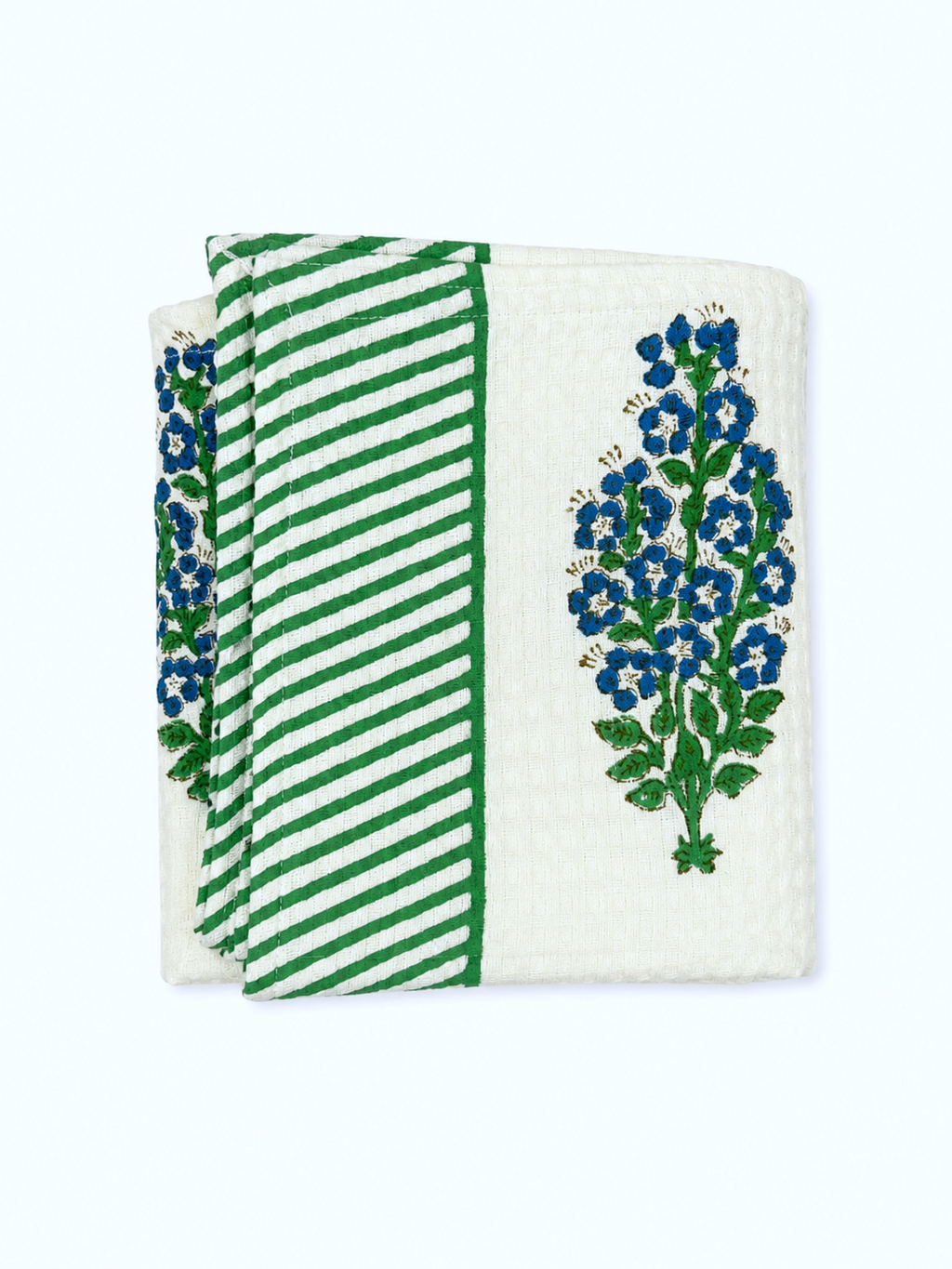 Blue & Green Nilgiri Hand Block Print Towel