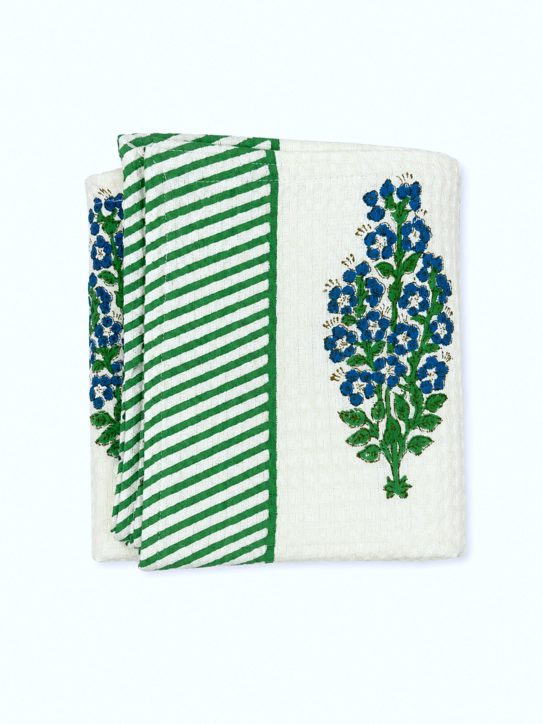 Blue & Green Nilgiri Hand Block Print Towel