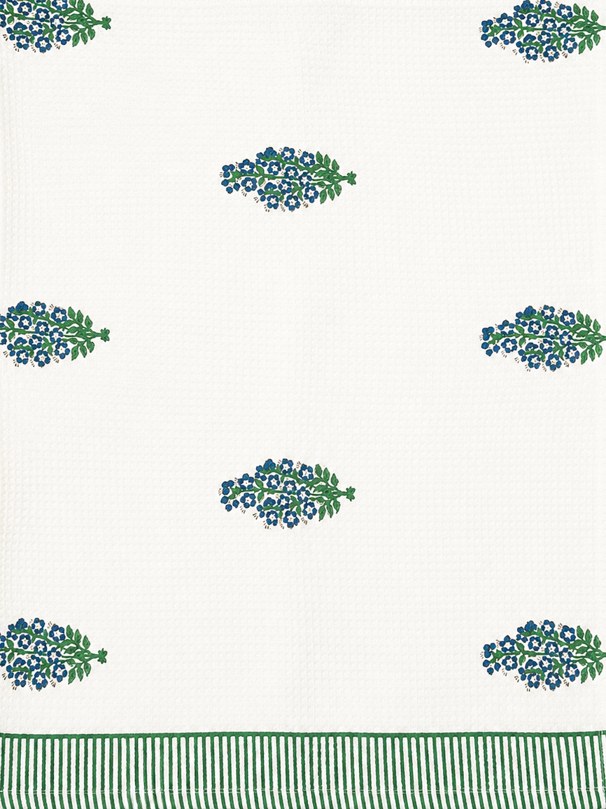 Blue & Green Nilgiri Hand Block Print Towel