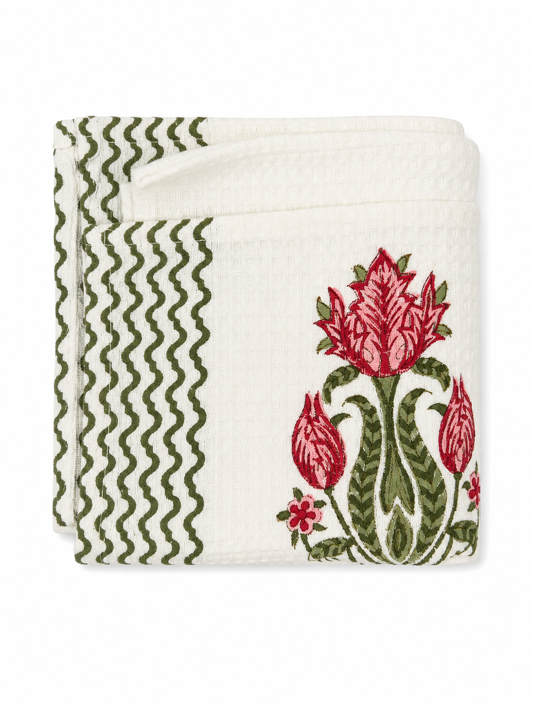 Rose & Tulip Hand Block Print Towel