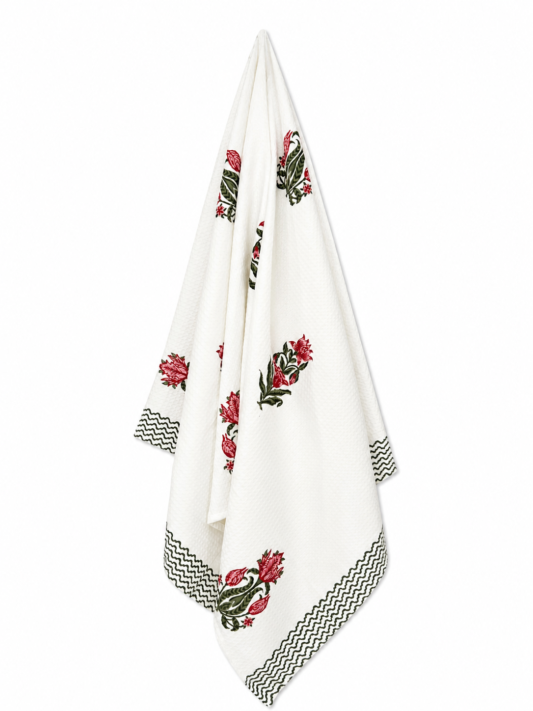 Rose & Tulip Hand Block Print Towel
