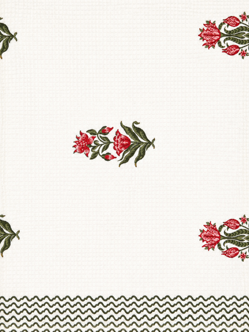 Rose & Tulip Hand Block Print Towel