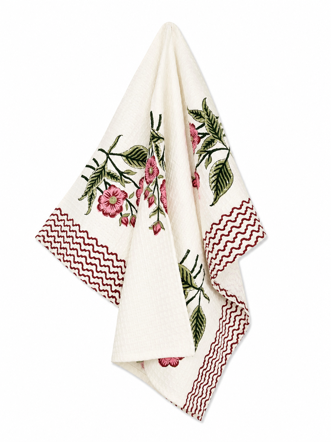 Pink Floral Hand Block Print Hand Towel