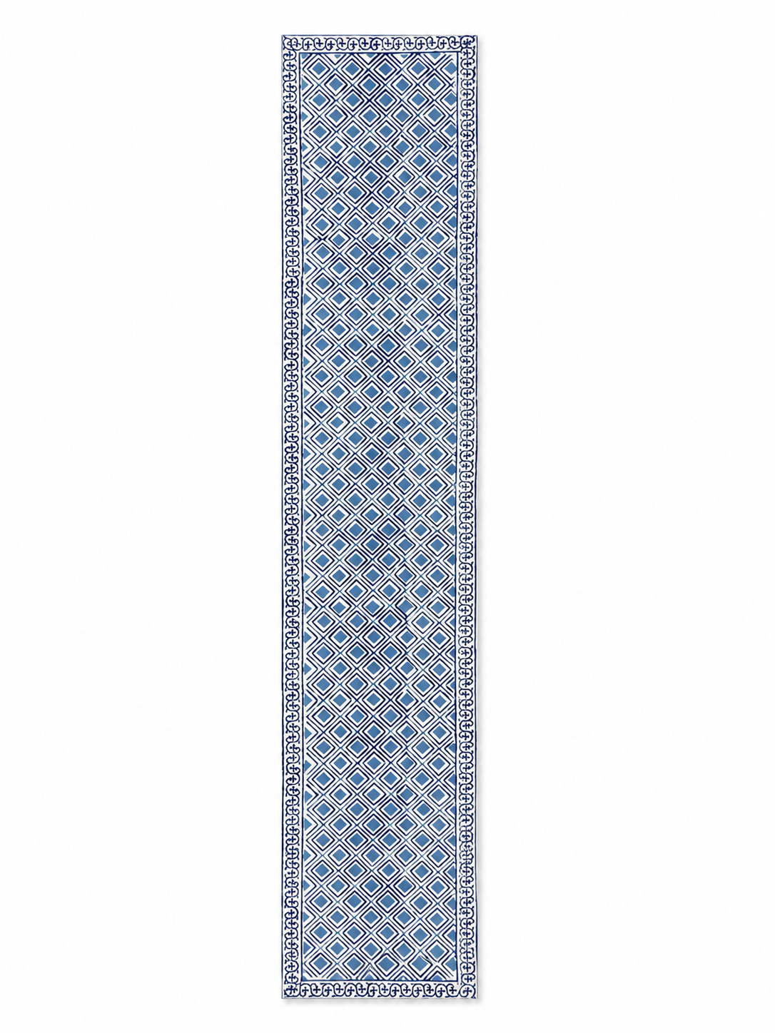 Geometric Blue Hand Block Print Table Runner