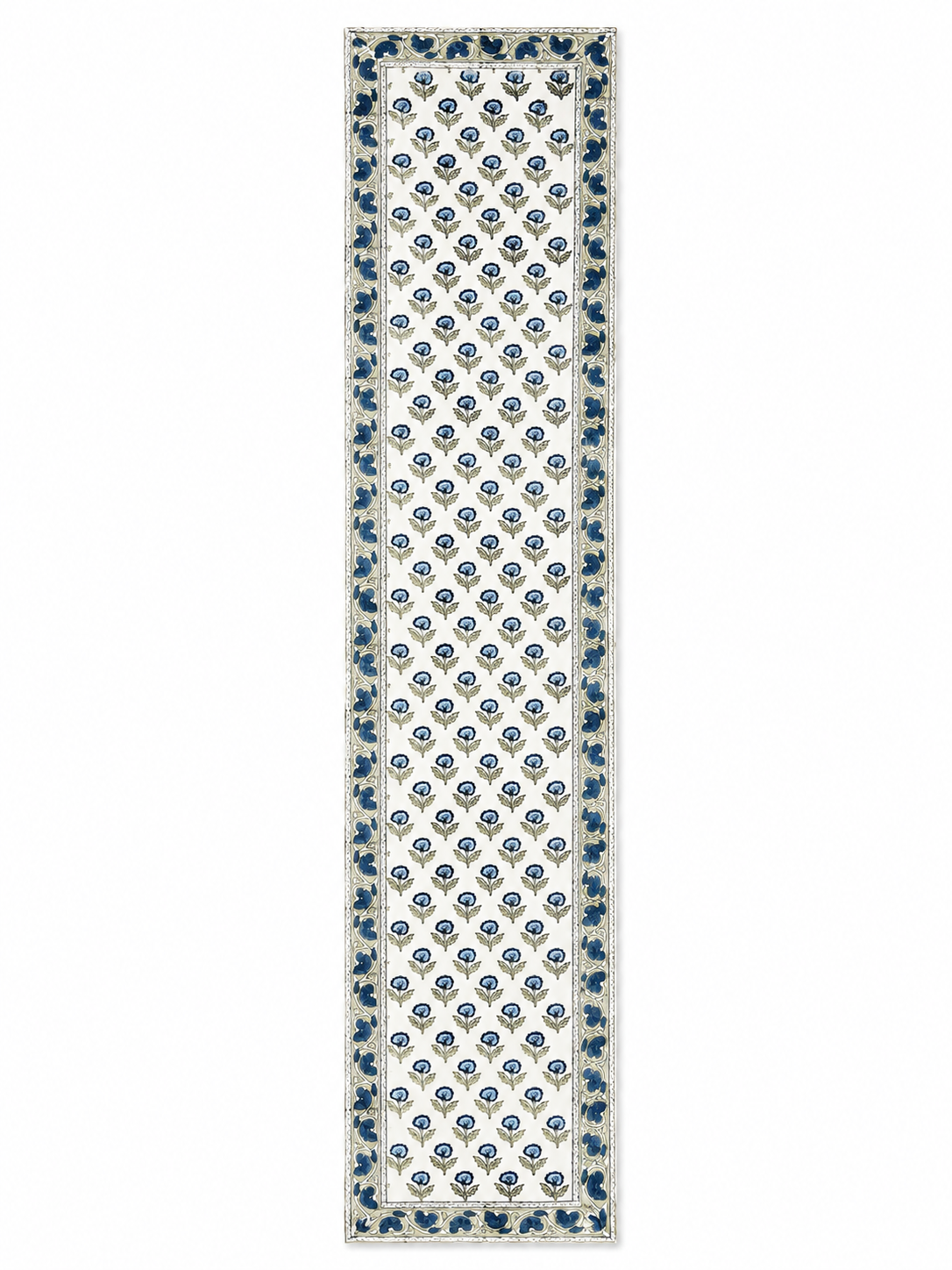 Blue & Mint Hand Block Print Table Runner