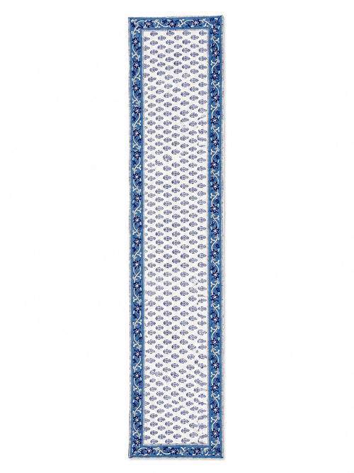 Blue & White Hand Block Print Table Runner - Sunesa