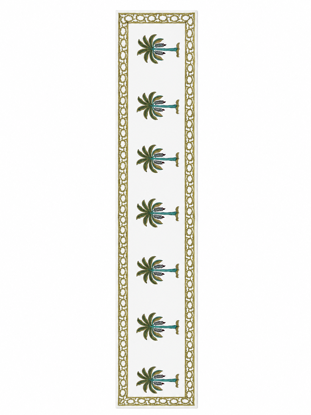 Tropical Trees Hand Block Print Table Runner