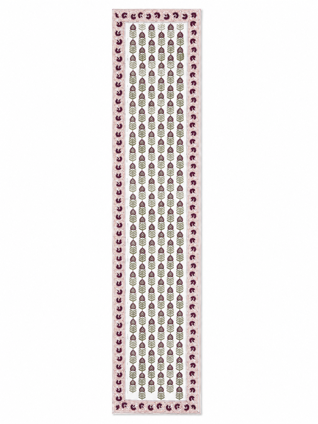 Pink Floral Hand Block Print Table Runner