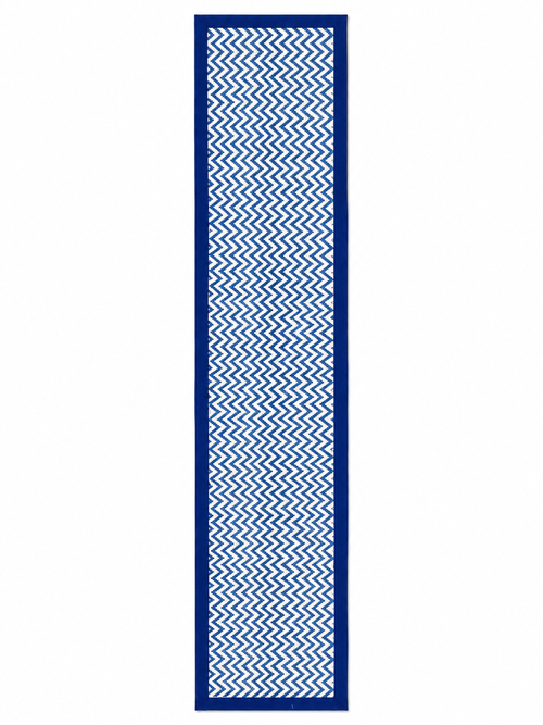 Blue Chevron Hand Block Print Table Runner - Sunesa